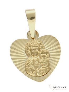 Złoty medalik serce 333 z Matką Boską Częstochowską ZA 7045A 333dff.jpg